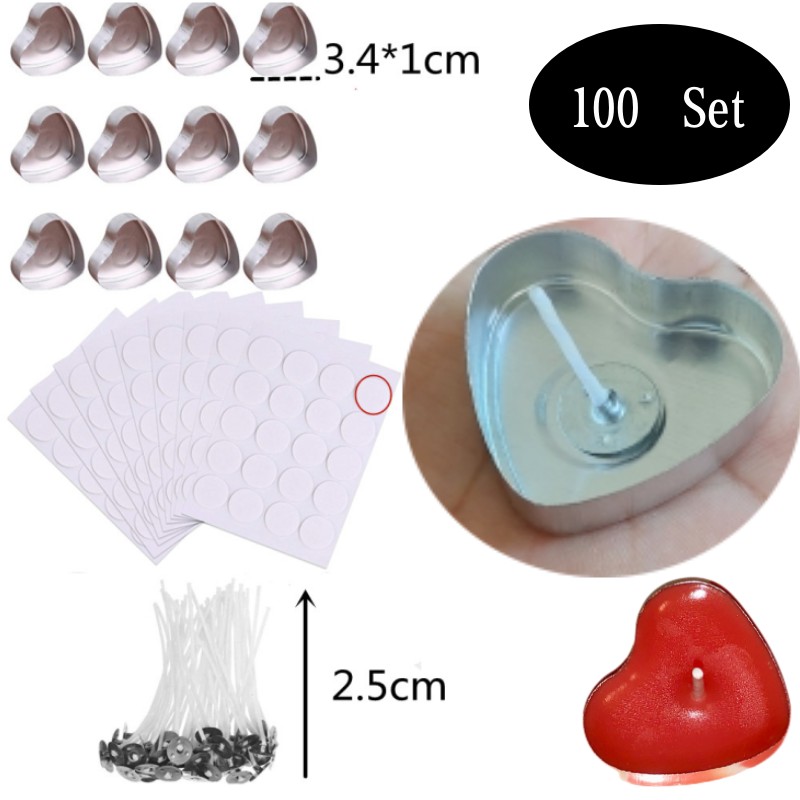Candle Supplies Jars - 100 zestawów w kształcie serca Puste