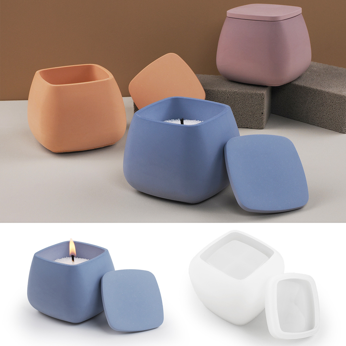 Candle Supplies Jars - Kwadratowy słoik na świecę Silikonowa forma