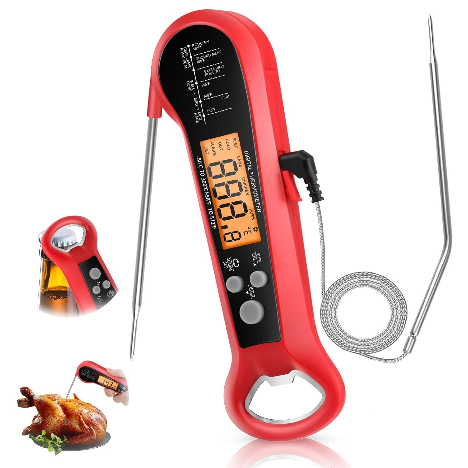 Digital Thermometer Probe - Profesjonalny cyfrowy termometr do mięsa, wodoodporny,