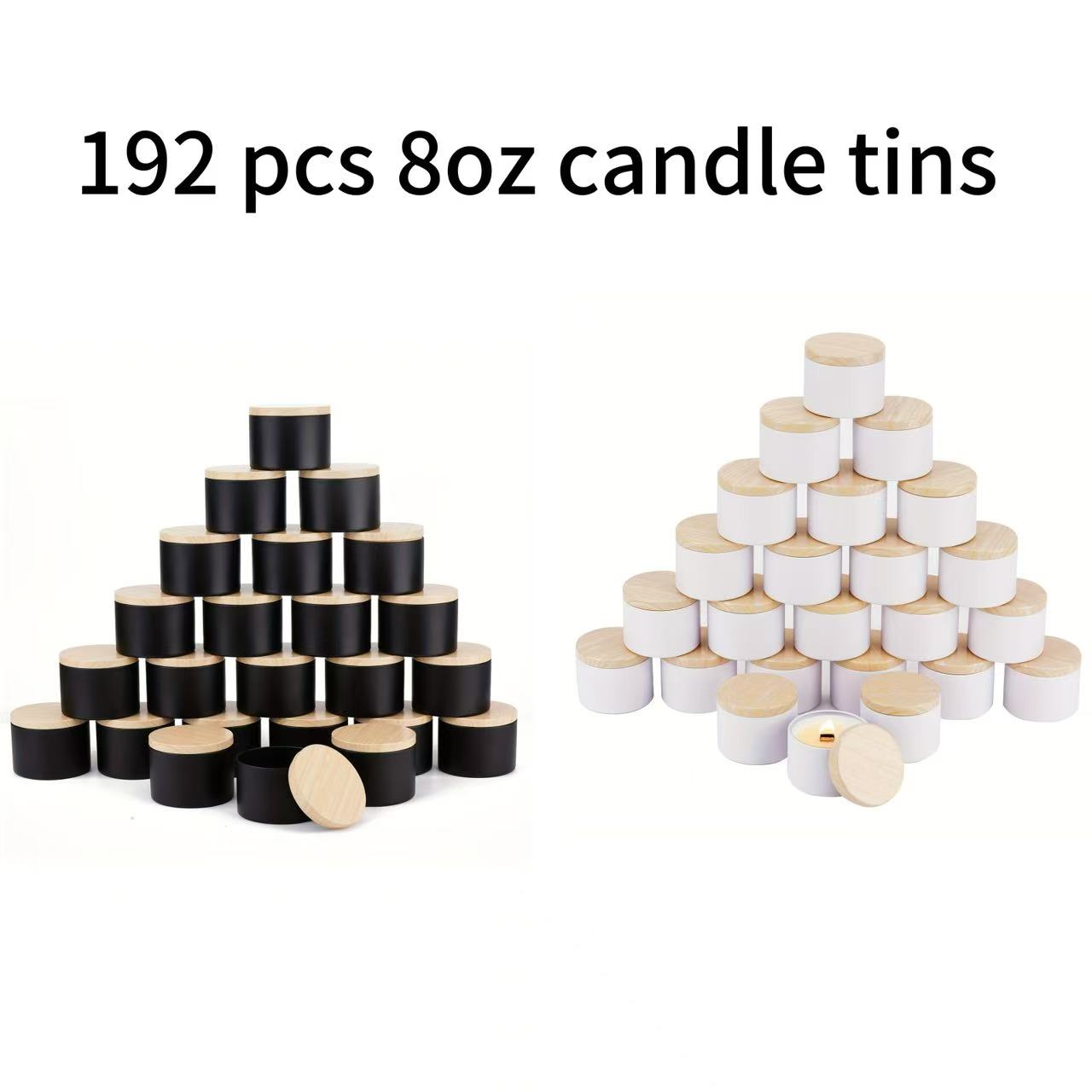 Candle Vessel Supplies - 192szt 8oz Matowy czarno-biały słoik na